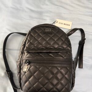 Steve Madden Quilted Black Backpack